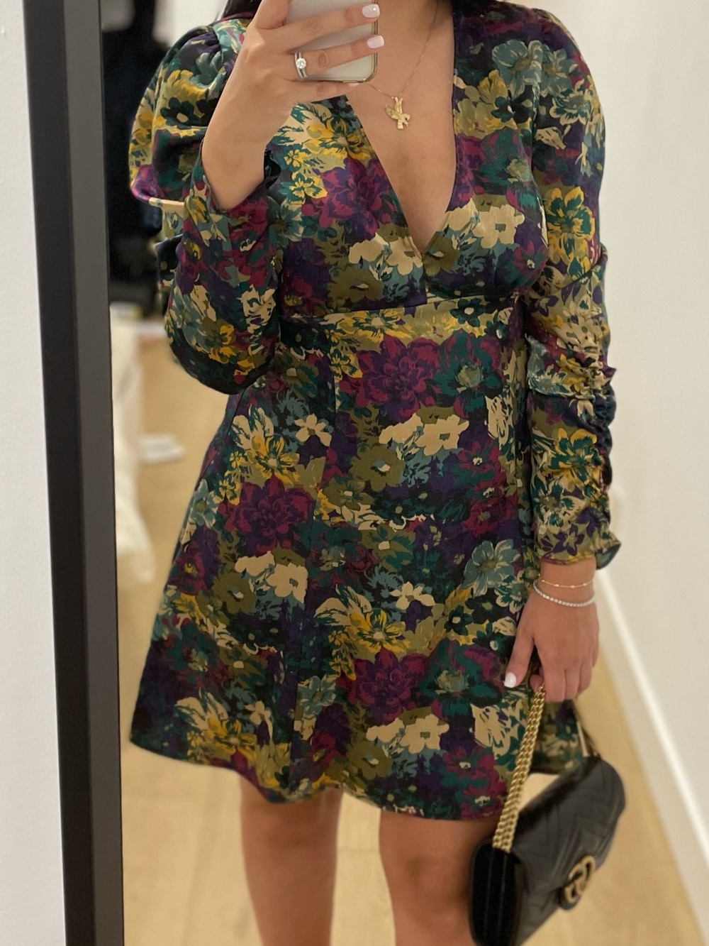 Zara Multi-Color Floral Long Sleeve Mini Dress